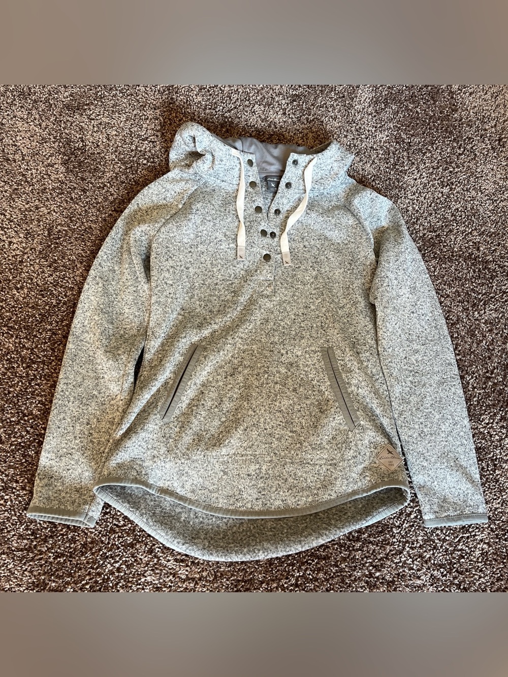 Eddie Bauer Heather Gray Hooded Henley Pullover